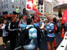 These Argentine fans were so loud and proud to be following the Pumas, they picked up a tongan fan and put her on their shoulders and continued with their chants, until she finally got down.